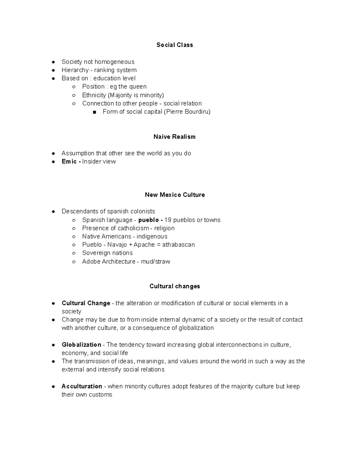 Anthro 101: Lecture Notes on Social Class and Cultural Dynamics - Studocu