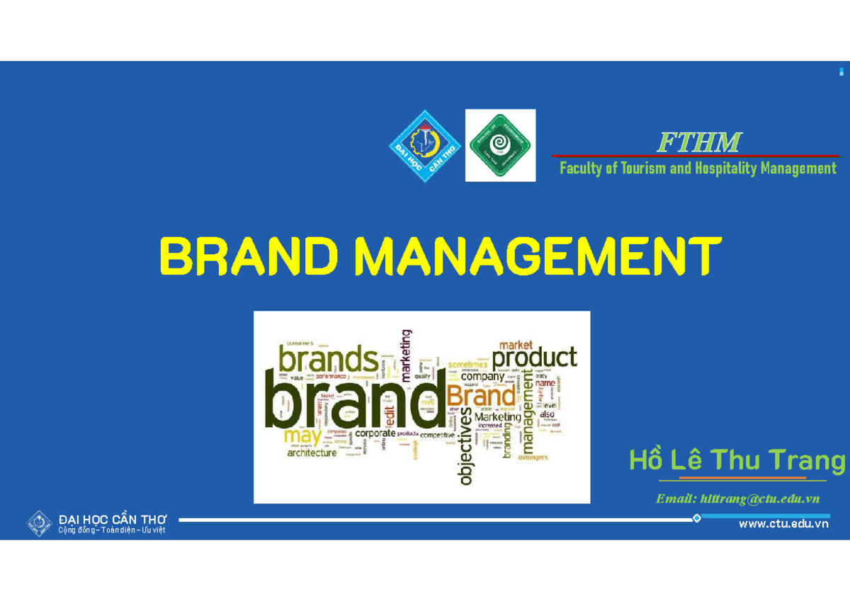Strategic Brand Management - Course Code: THTM 101 - Studocu