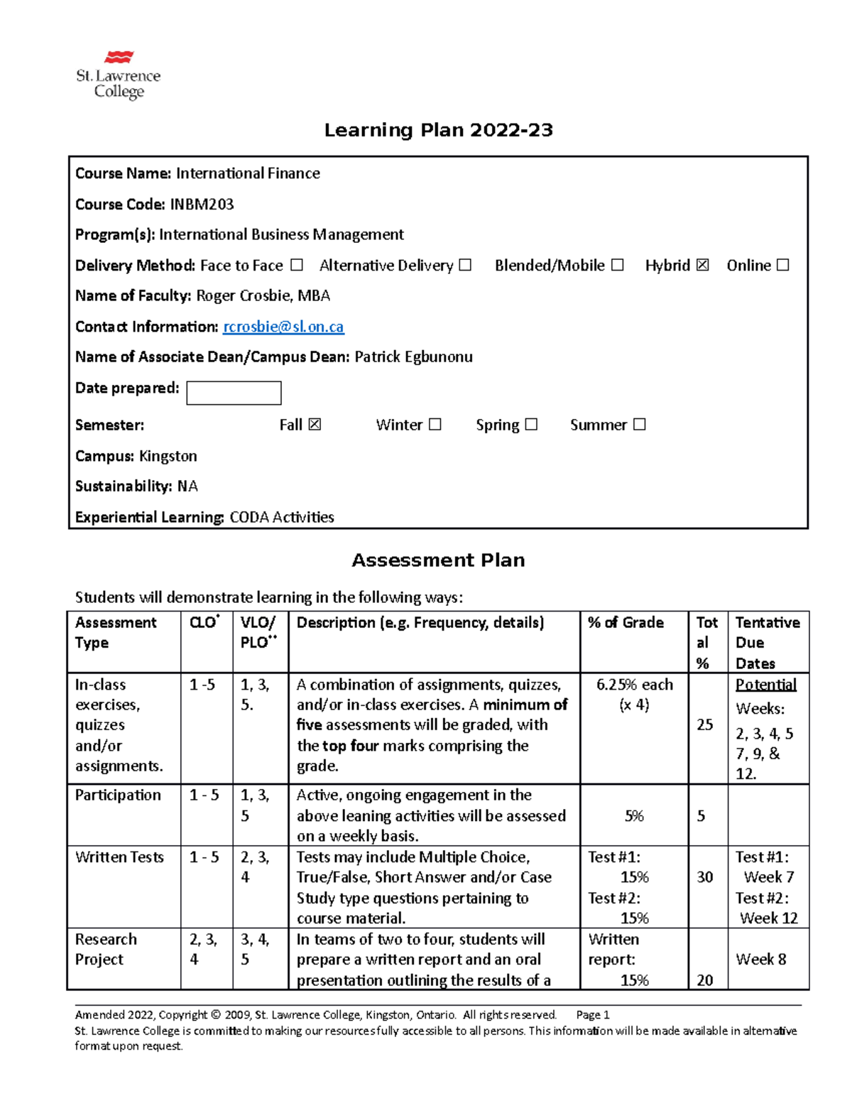 SLC-INBM203F22-KLPCrosbie - Learning Plan 2022- Course Name ...