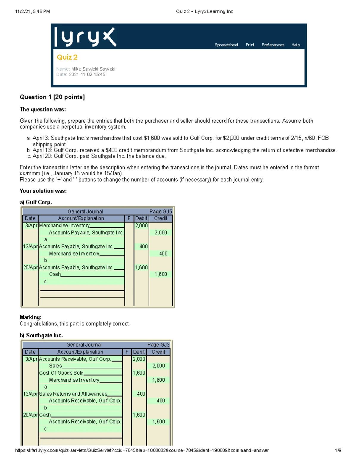 Lab 8.5 (Question 2) Lyryx Learning Inc - 11/2/21, 3:53 PM Lab 8 ...