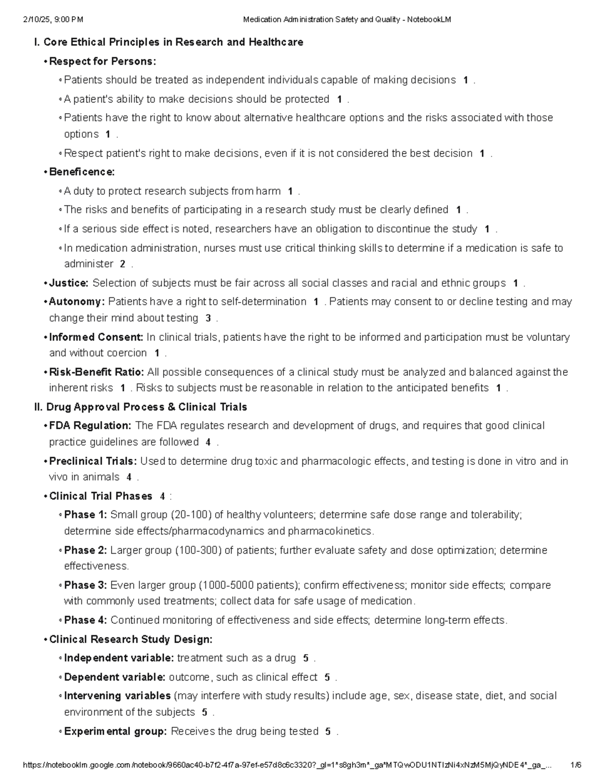 Medication Administration Safety and Quality - Notebook LM - I. Core ...