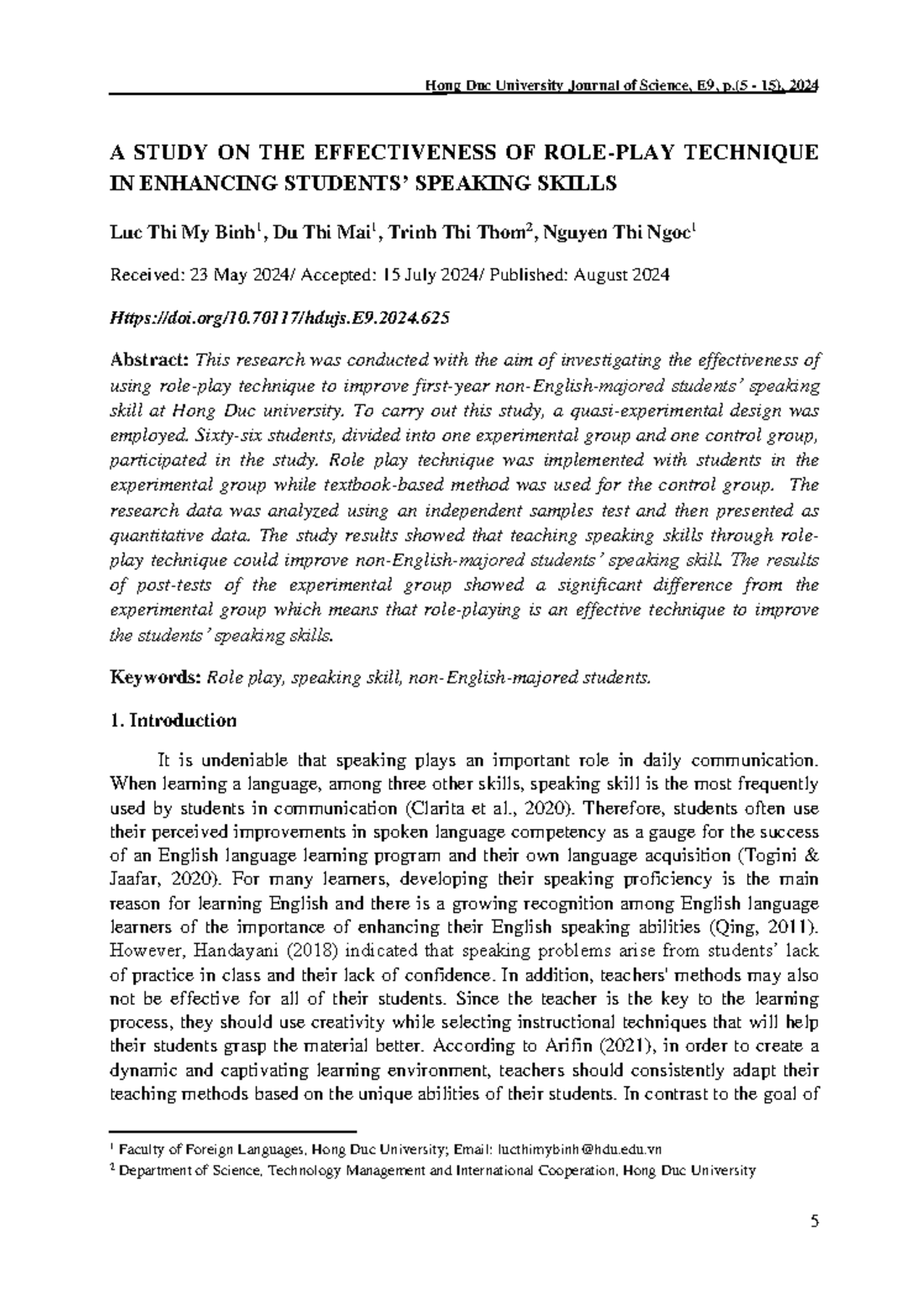 A Study on the Effectiveness of Role Play Technique in Enhancing ...