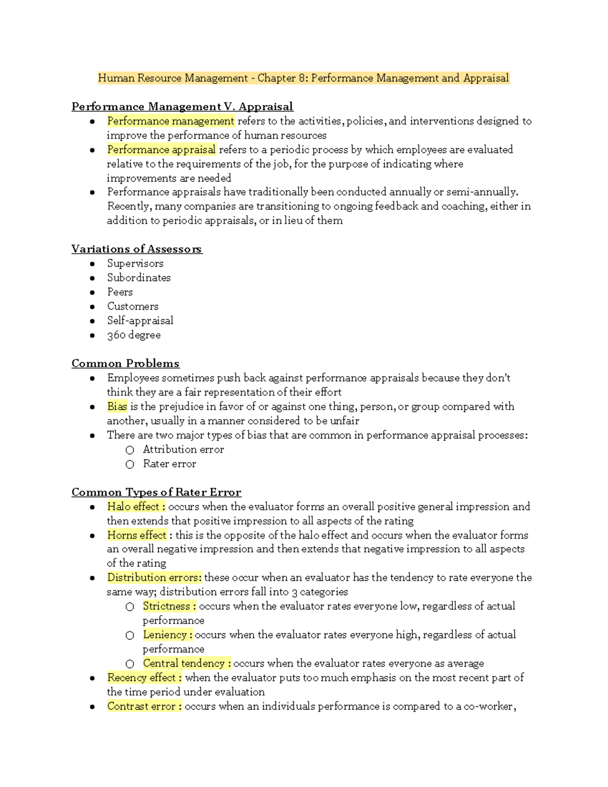 HRM - Chapter 8 - Performance Management and Appraisal 3273 - Studocu