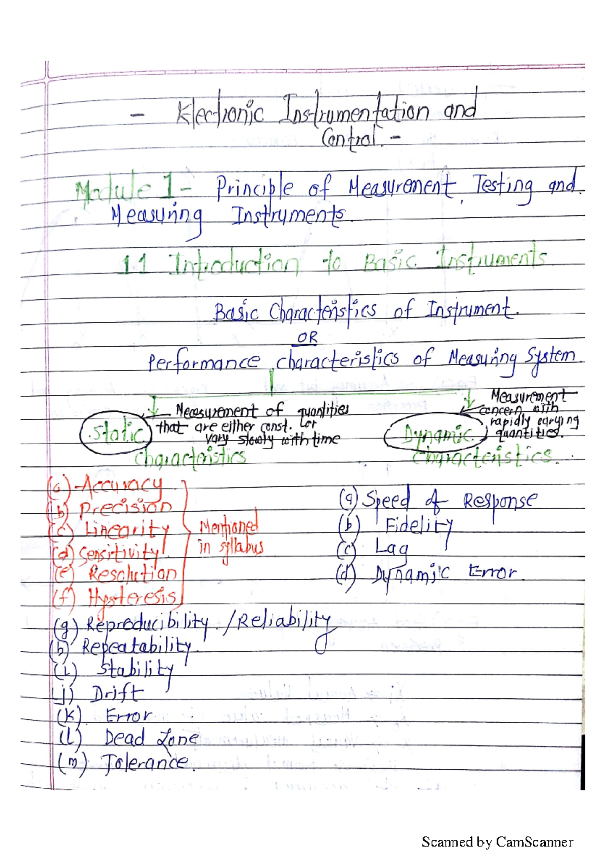 Electronic Measuring Instruments Notes