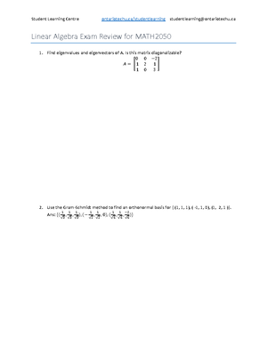 full course study guide - Linear Algebra Study Guide To help you ...