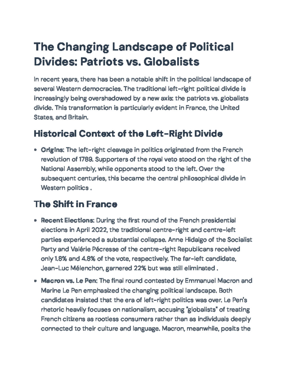 The Shift from Left-Right Politics to Patriots vs. Globalists Dynamics ...