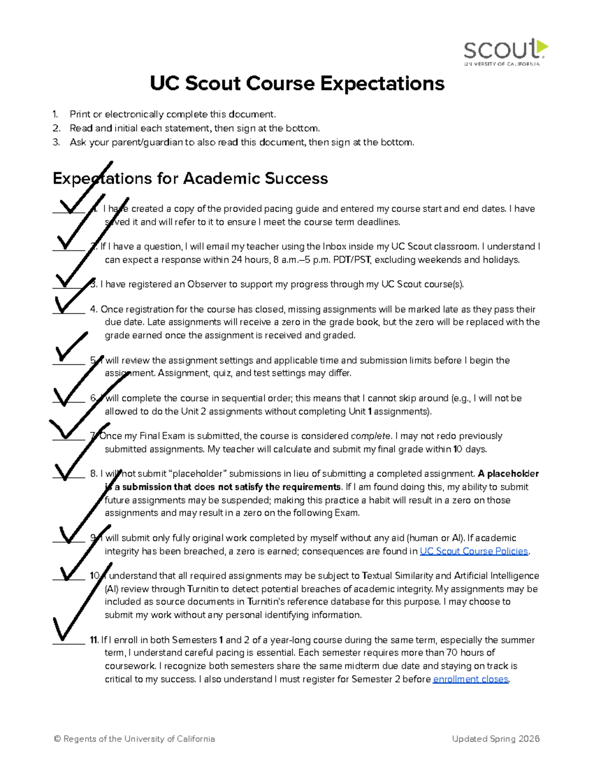 UC Scout Course Expectations and Guidelines for Success - Studocu
