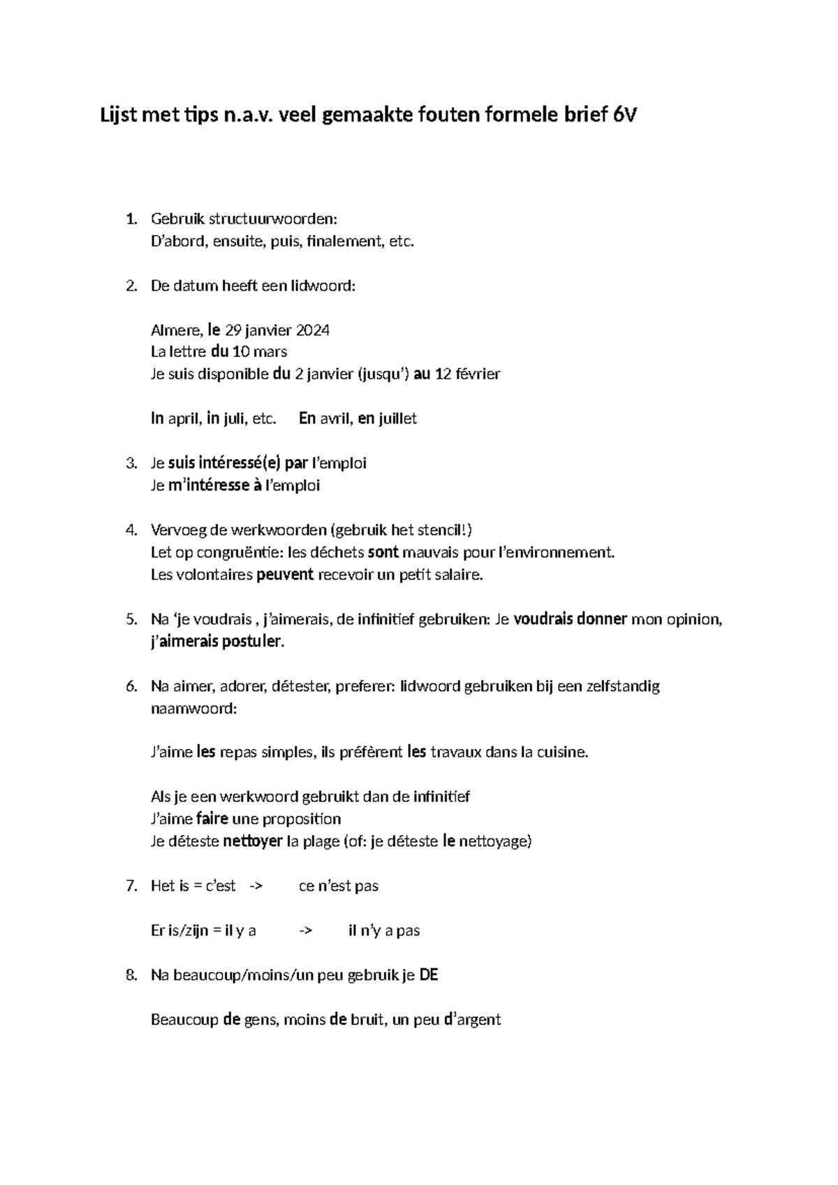 Tips voor het Schrijven van een Formele Brief - 6V - Studeersnel