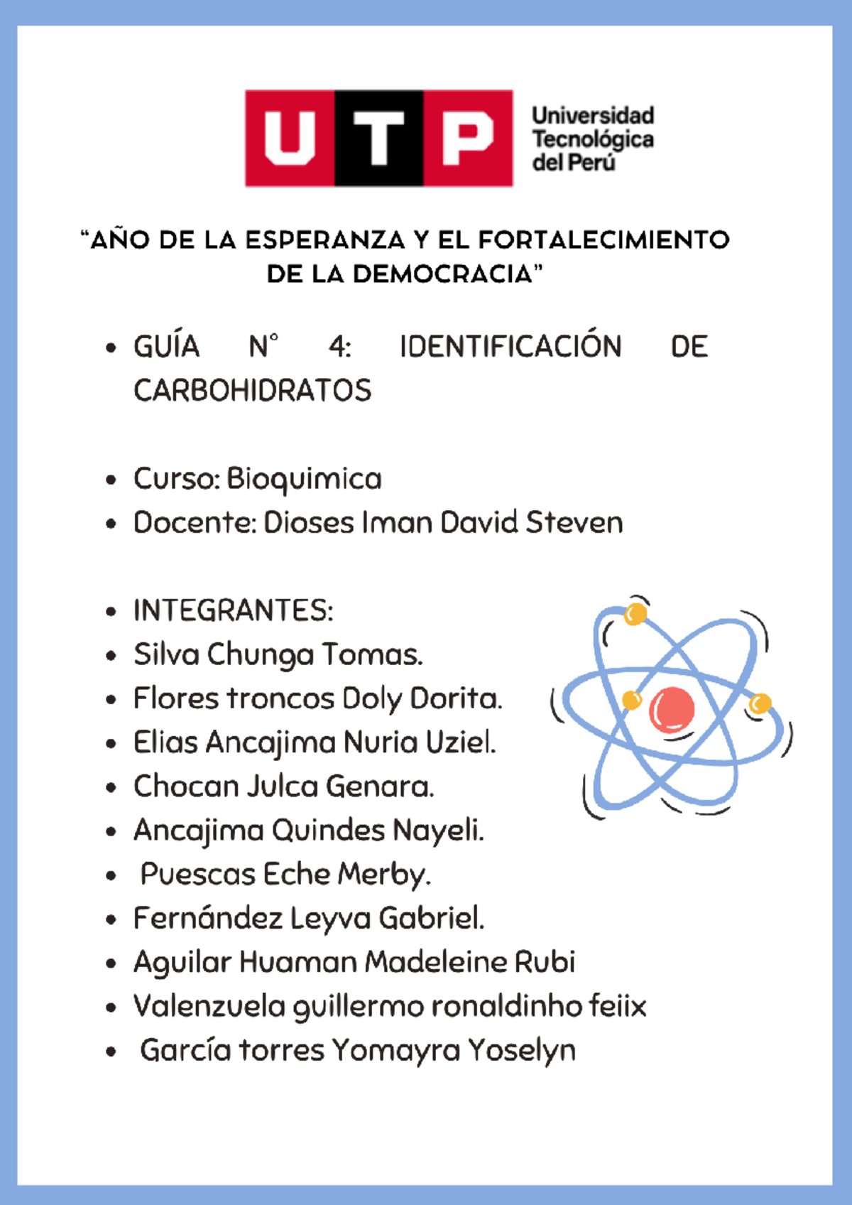 Informe de Laboratorio Nº 4: Identificación de Carbohidratos en Bioquímica - Document Preview