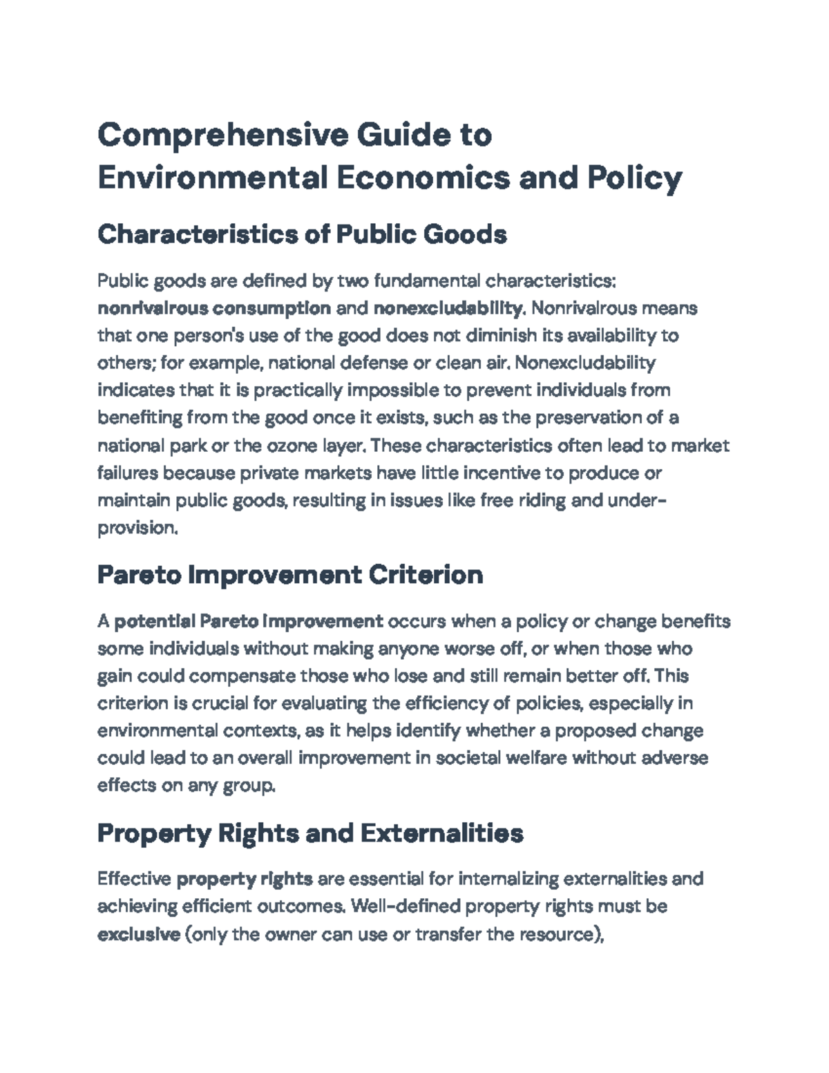 Comprehensive Guide to Environmental Economics (ECO 101) Principles and ...
