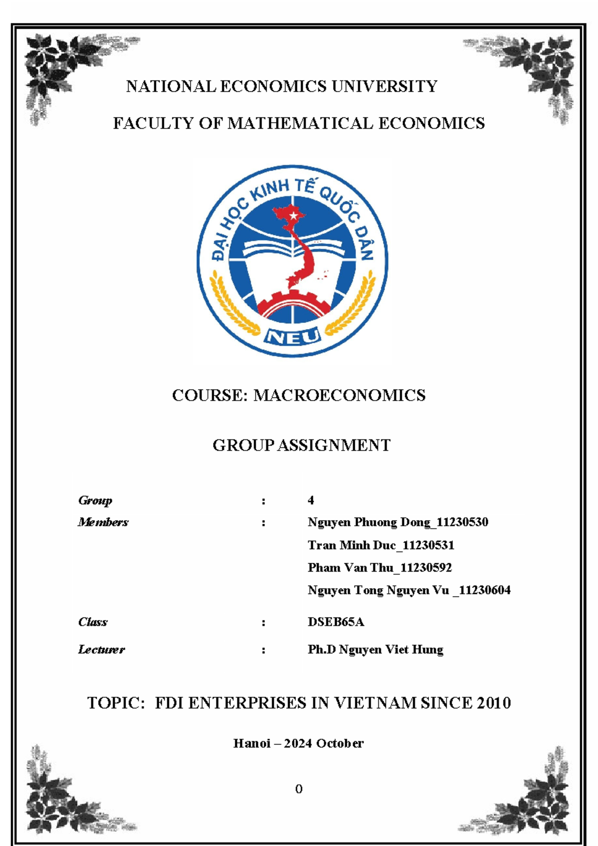 Macro 1 - hujhjkhhjk hjkh - NATIONAL ECONOMICS UNIVERSITY FACULTY OF ...
