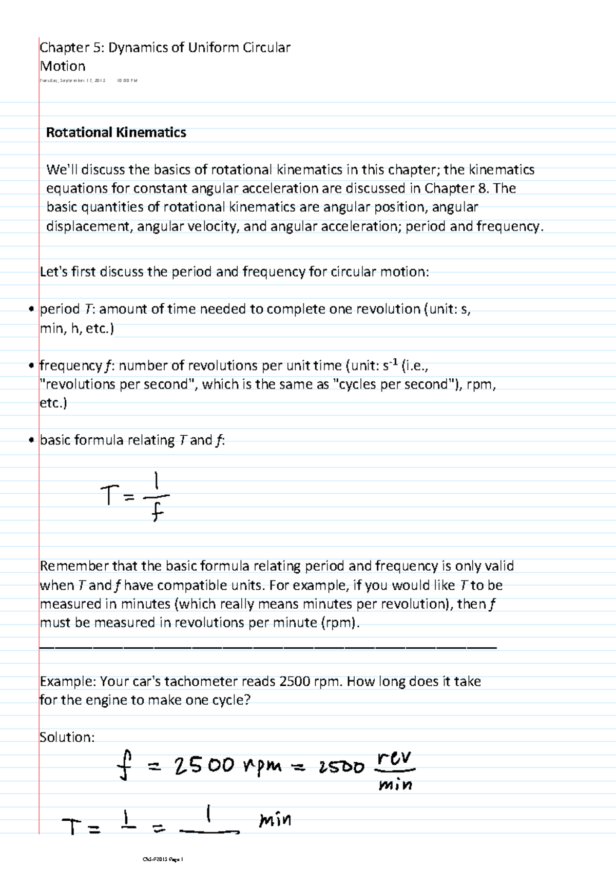 Mechanics and Introduction to Relativity Lecture notes, lecture 5 ...