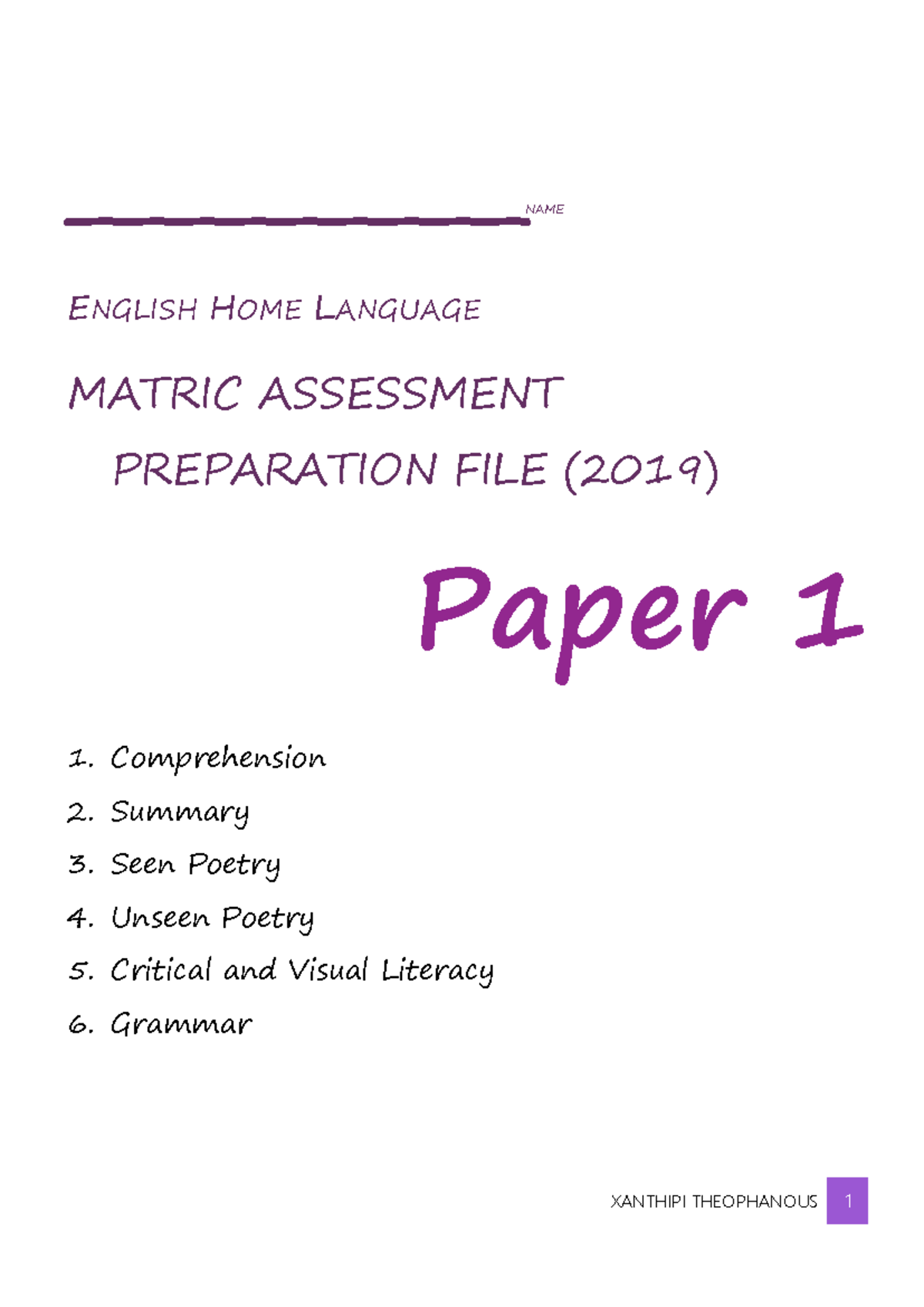 English Matric Assessment Preparation Notes - Comprehension & Poetry ...