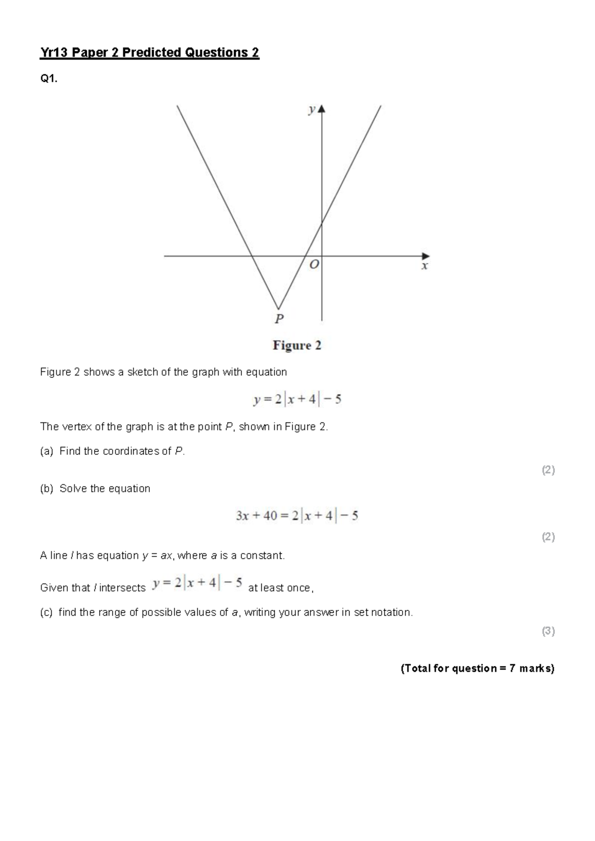 Yr13 Paper 2 Predicted Questions and Solutions - Studocu