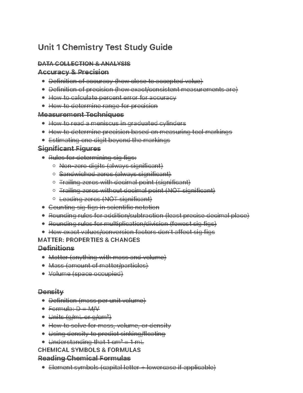 Unit 1 CHEM 101 Test Study Guide: Key Concepts & Techniques - Studocu