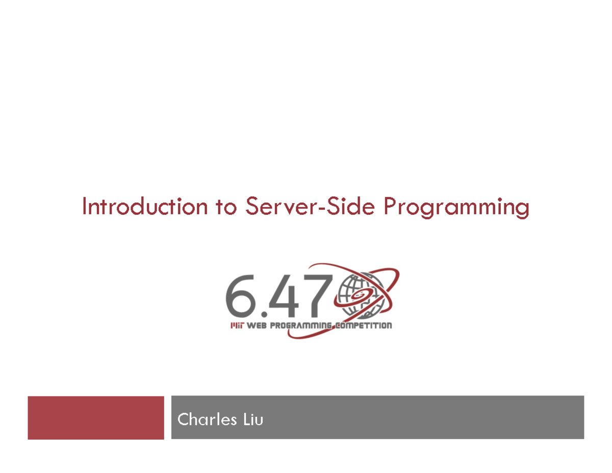 PHP Server-Side Programming Concepts Overview for CS101: Lecture Notes ...