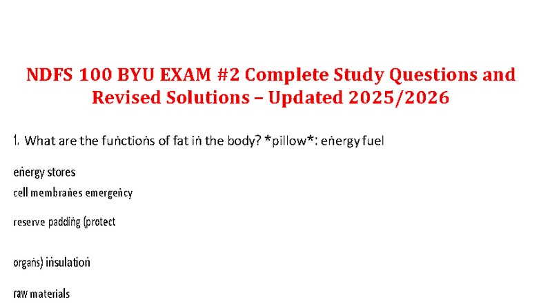 NDFS 100 BYU Final Exam Study Guide: Key Concepts & Questions - Studocu