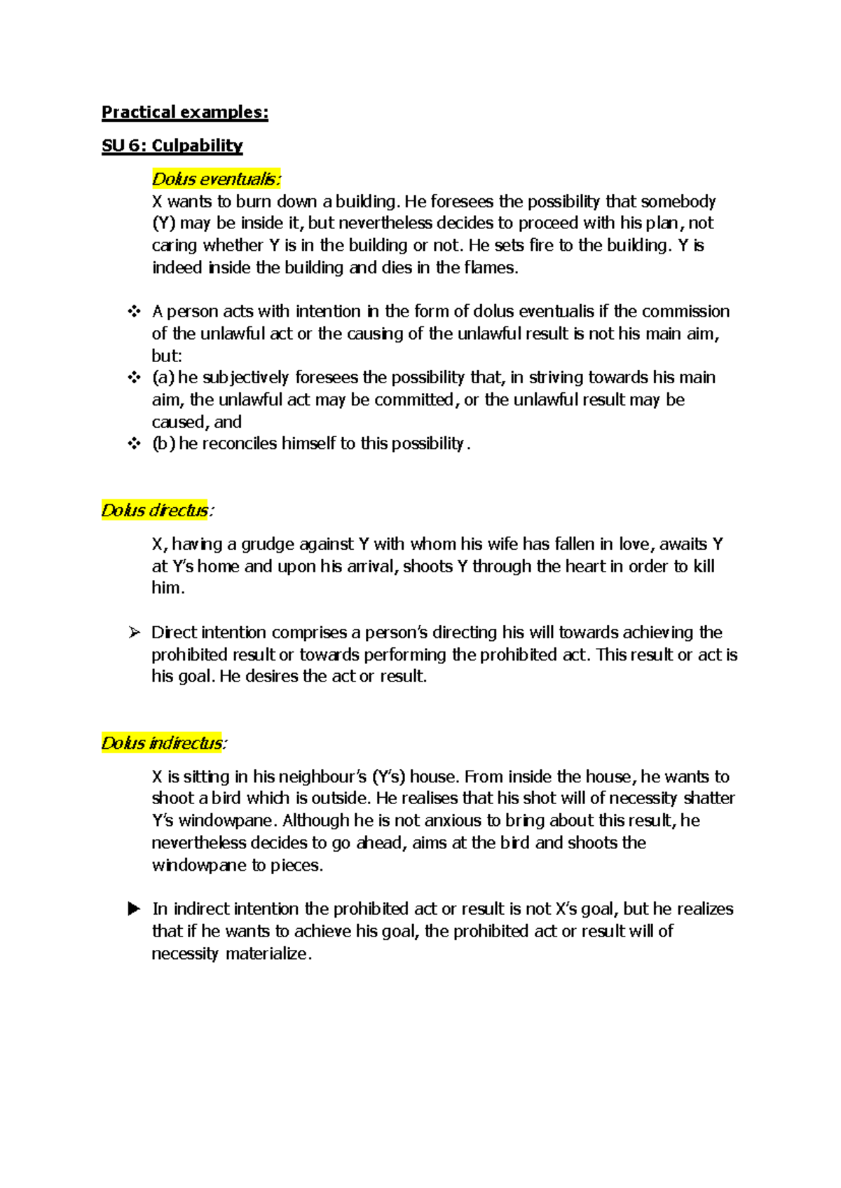 Practical Examples of Culpability & Causation IURI 211 Test 3 - Studocu
