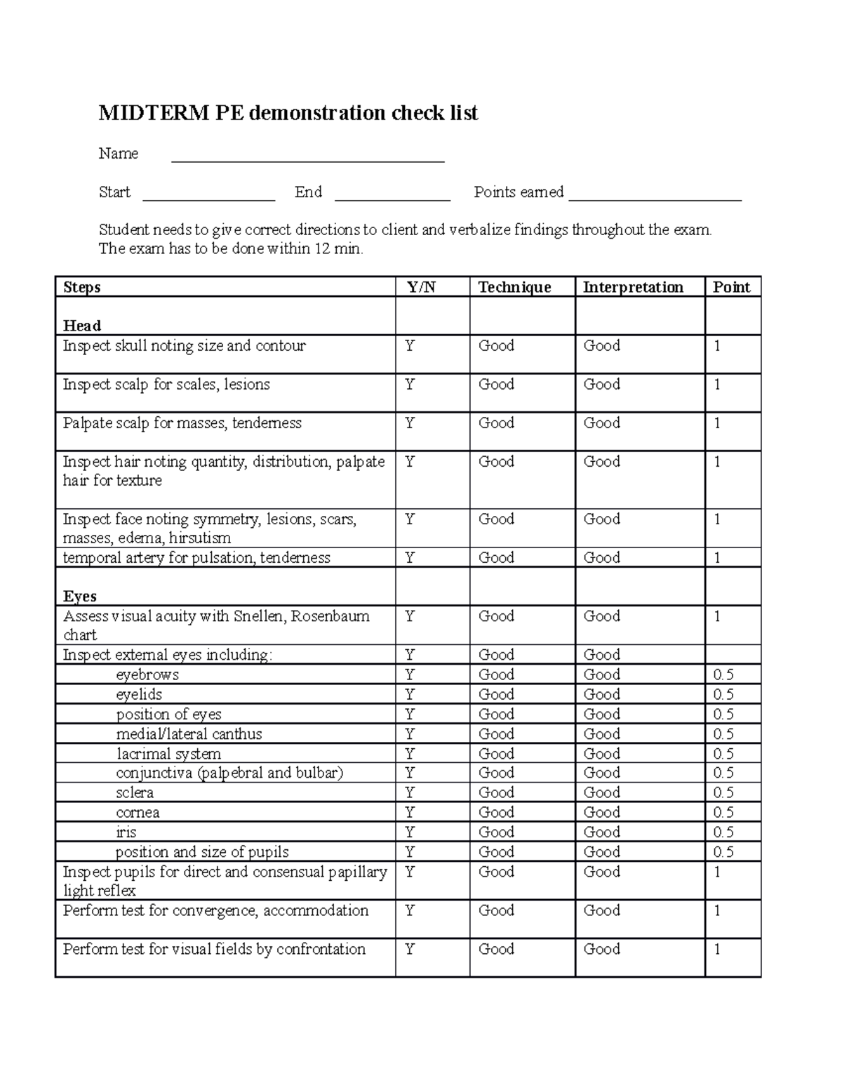 Midterm PE demonstration check list. - MIDTERM PE demonstration check ...