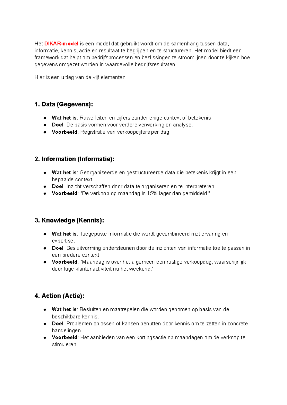 Informatiesystemen Samenvatting: Data, Informatie, Kennis en Actie ...