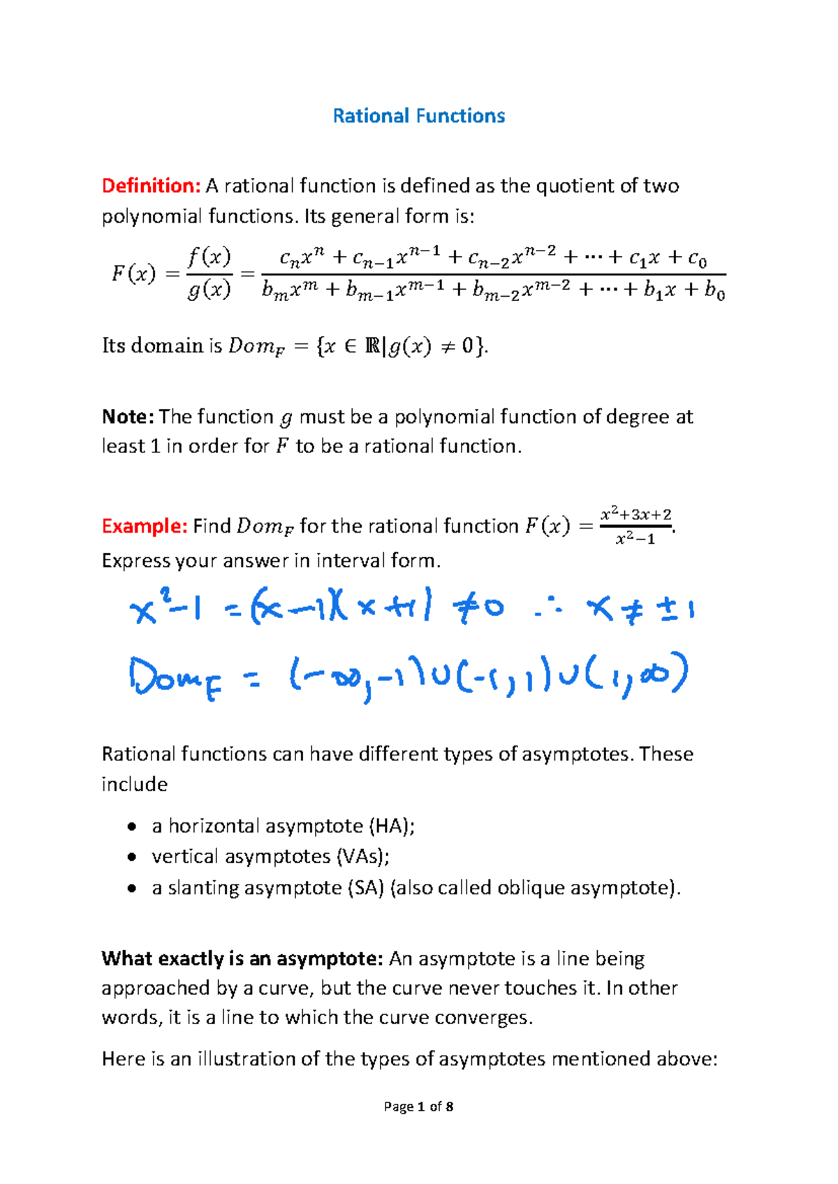 Rational Functions Overview: Definitions, Asymptotes, and Examples ...