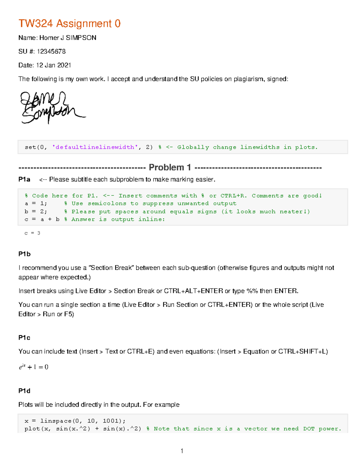 TW324 Assignment 0 Guidelines and Code Tips - Studocu