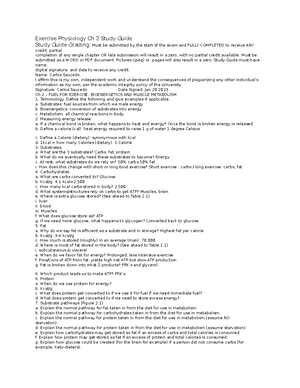 Ex Phys Exam 2 Ch 3 and 4 Study Guide (1) - Exercise Physiology Exam 2 ...