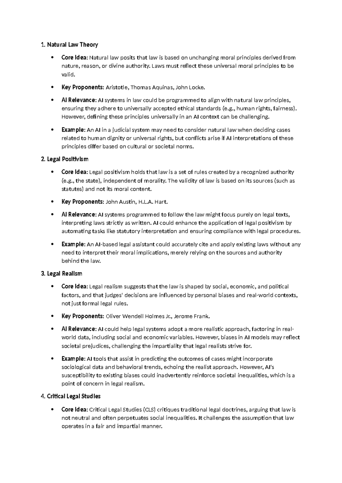 Summary of Natural Law Theory, CLS, and Legal Positivism Insights - Studocu