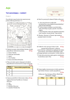 Geografia 6. Sprawdzian 2 – Geografia Europy, Grupa A i B - Studocu