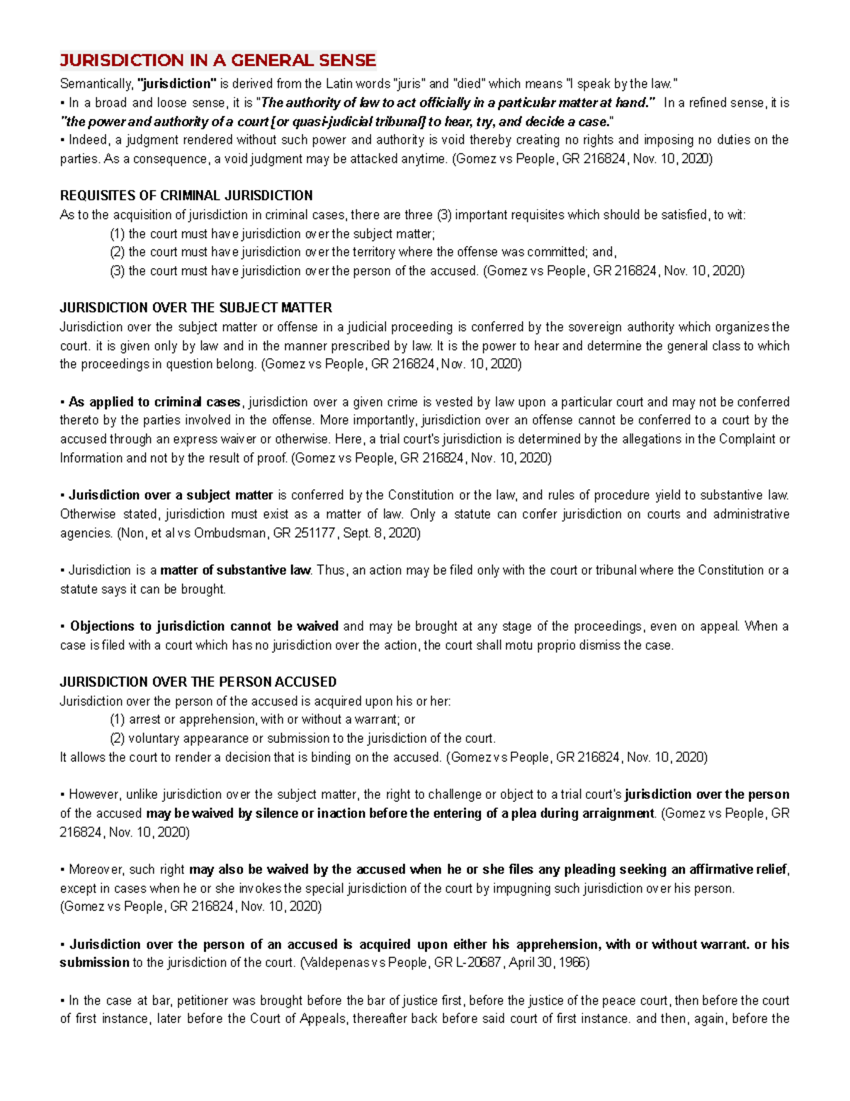 Criminal Procedure Reviewer: Jurisdiction of Search & Seizure - Studocu