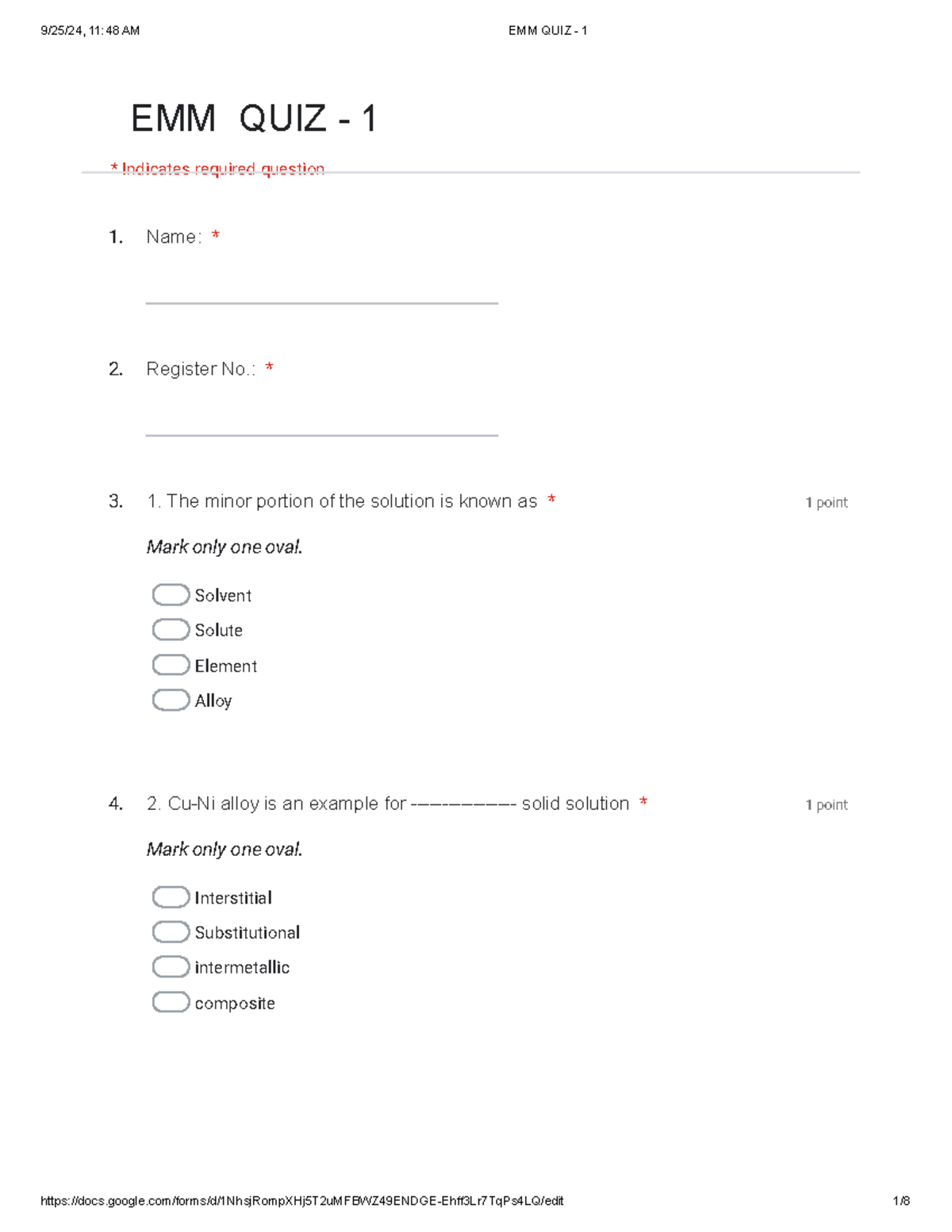 EMM QUIZ 1 - Questions and Answers - Studocu