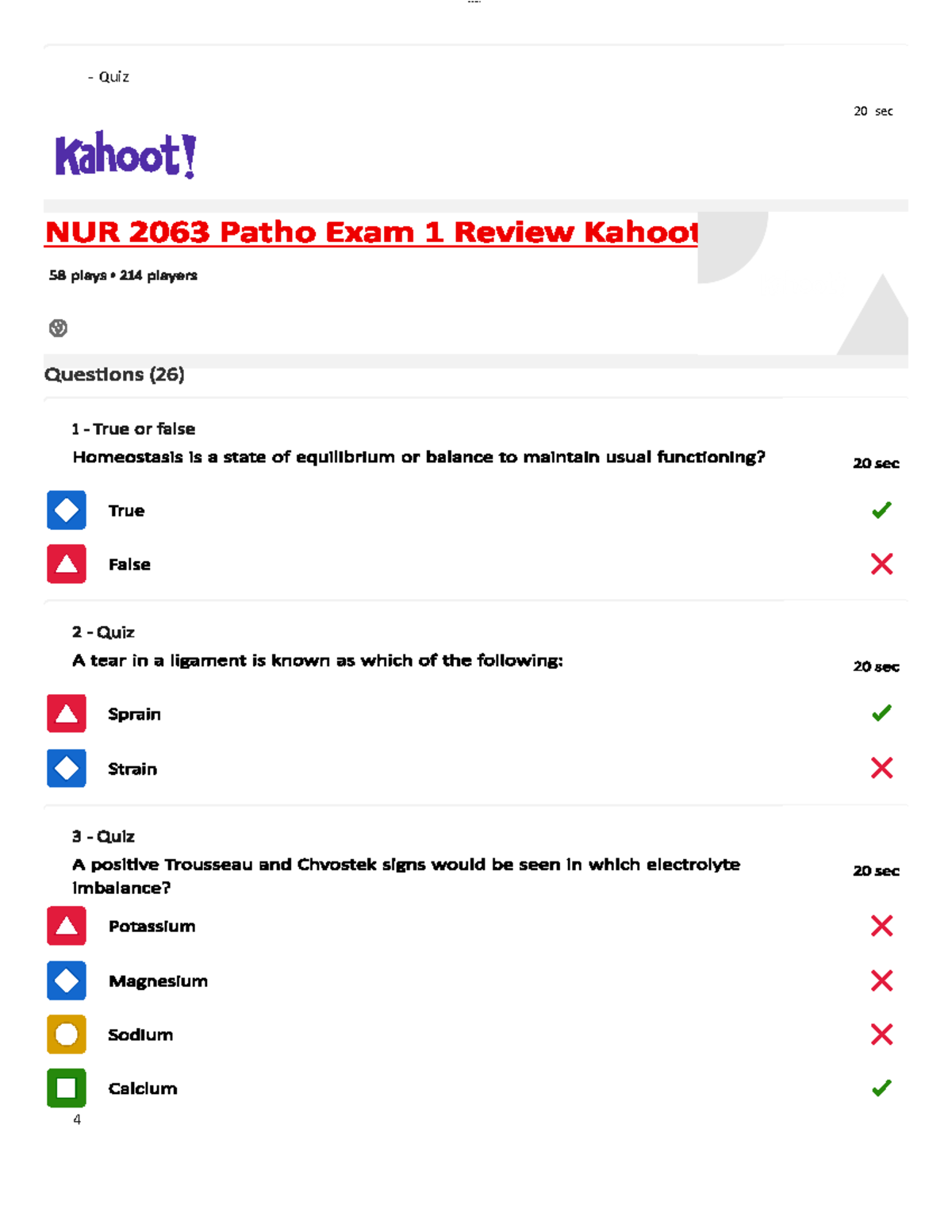 NUR 2063 Patho Exam 1 Review: Key Concepts & Quiz Answers 2026 - Studocu
