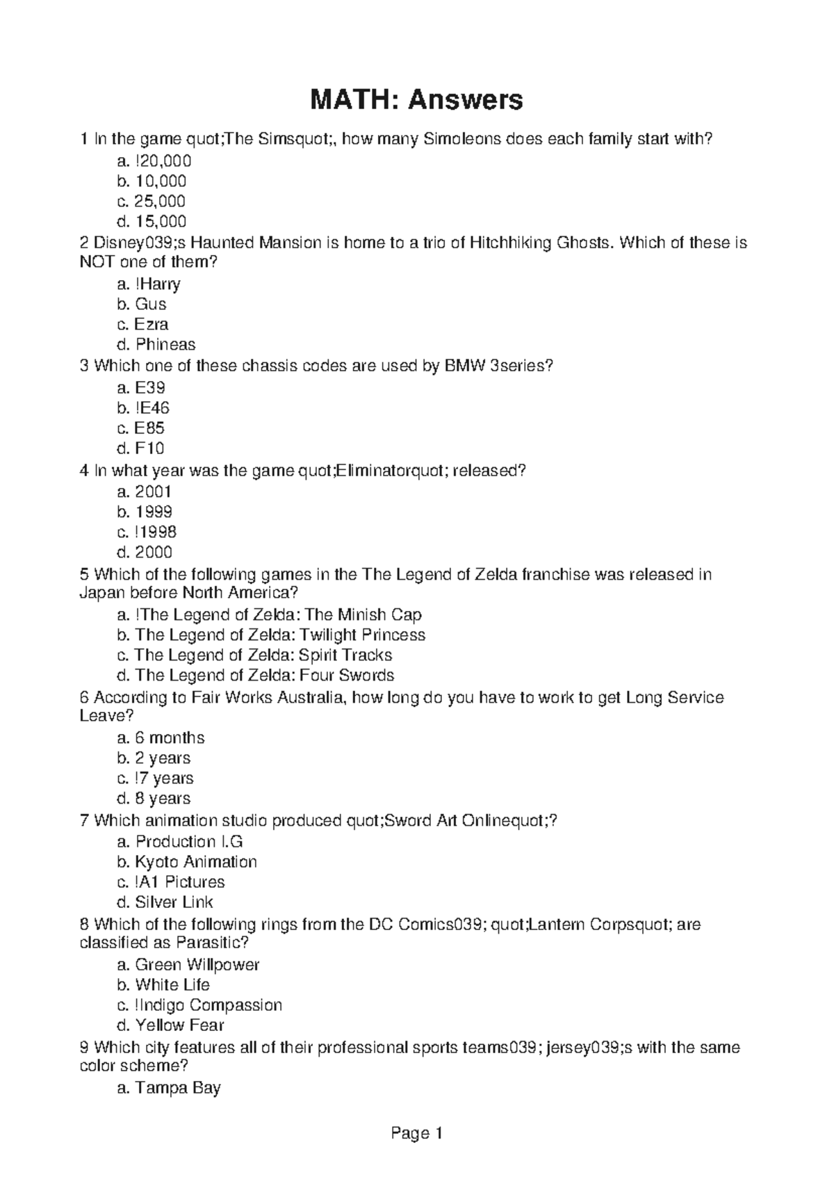 MATH132: Quiz Answers and Trivia Questions - Studocu