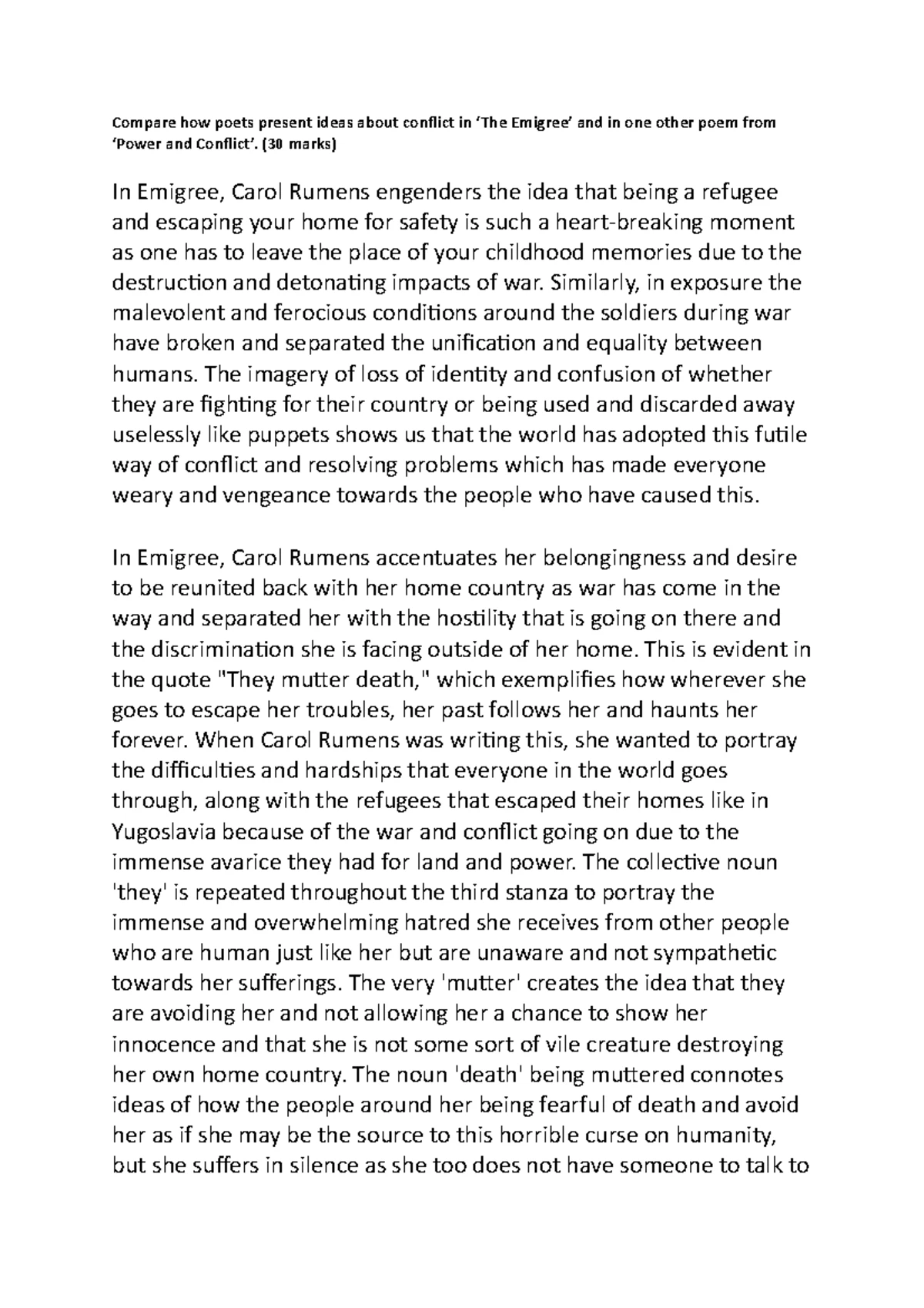 Poetry Essay 1 - Grade: 9 - In storm on the Island, Seamus Heaney ...