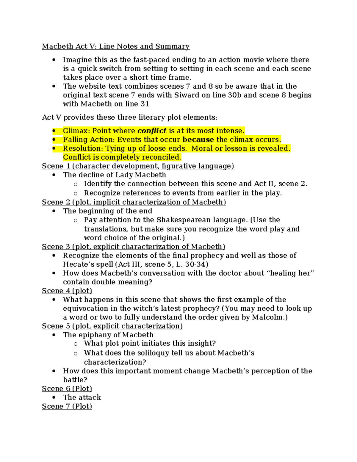 Macbeth Act V: Detailed Line Notes & Summary Analysis - Studocu