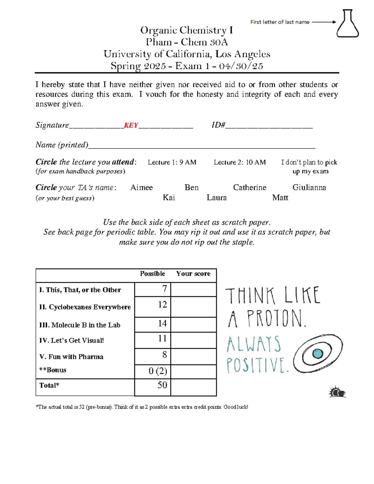 Organic Chemistry I (Chem 30A) Spring 2025 Exam 1 Guide - Studocu