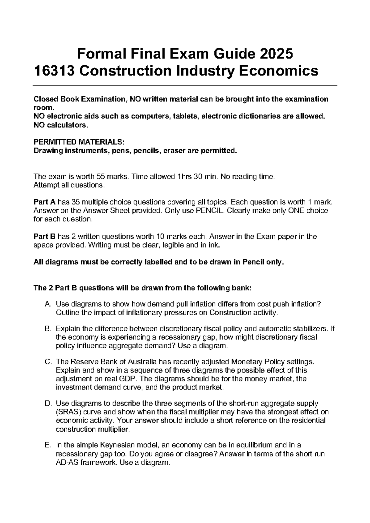 Formal Final Exam Guide for Construction Industry Economics 16313 - Studocu