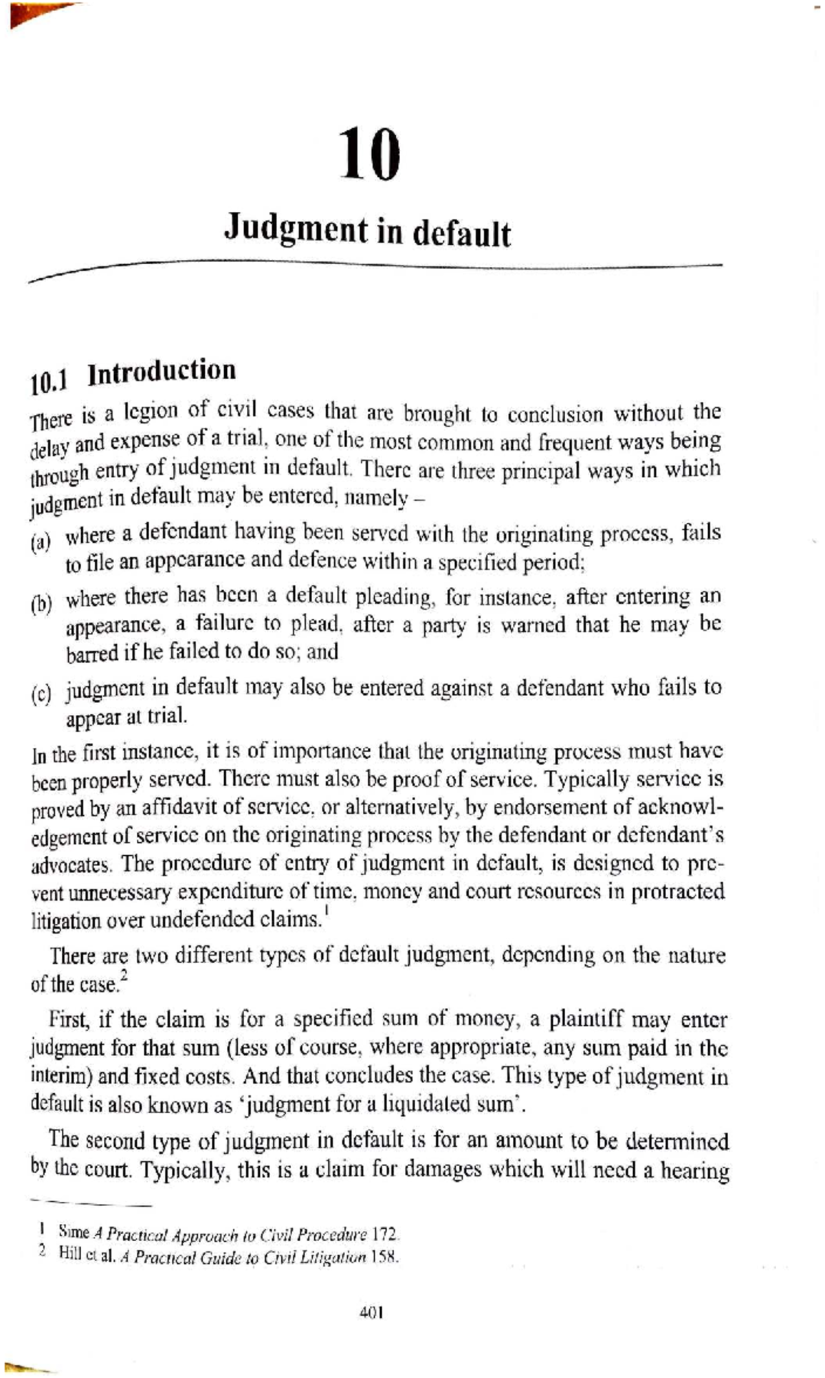 Judgment in Default - LECTURE NOTES (Course Code: 10) - Studocu