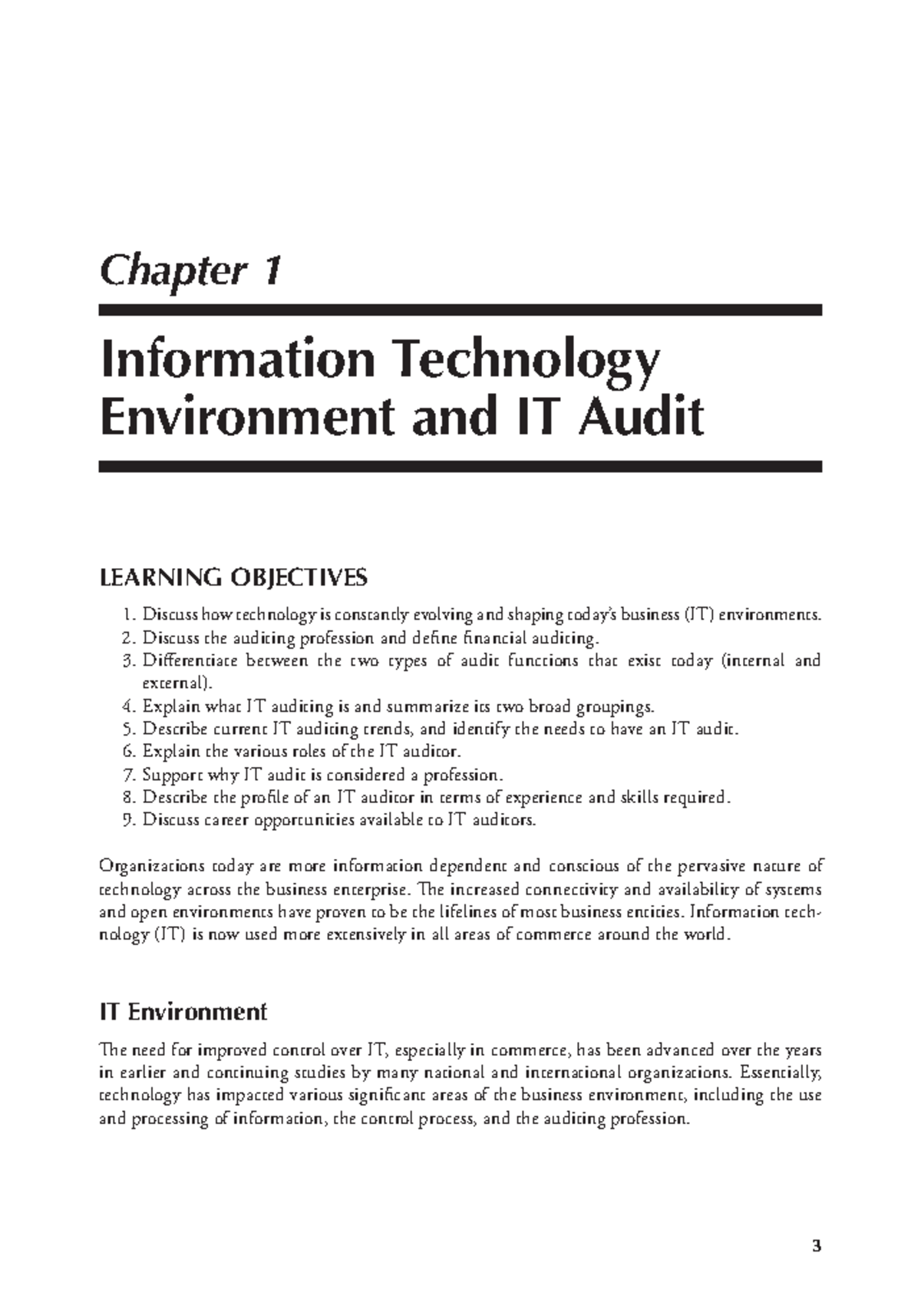 IT Control and Audit Chapter 01 - 3 Chapter 1 Information Technology ...