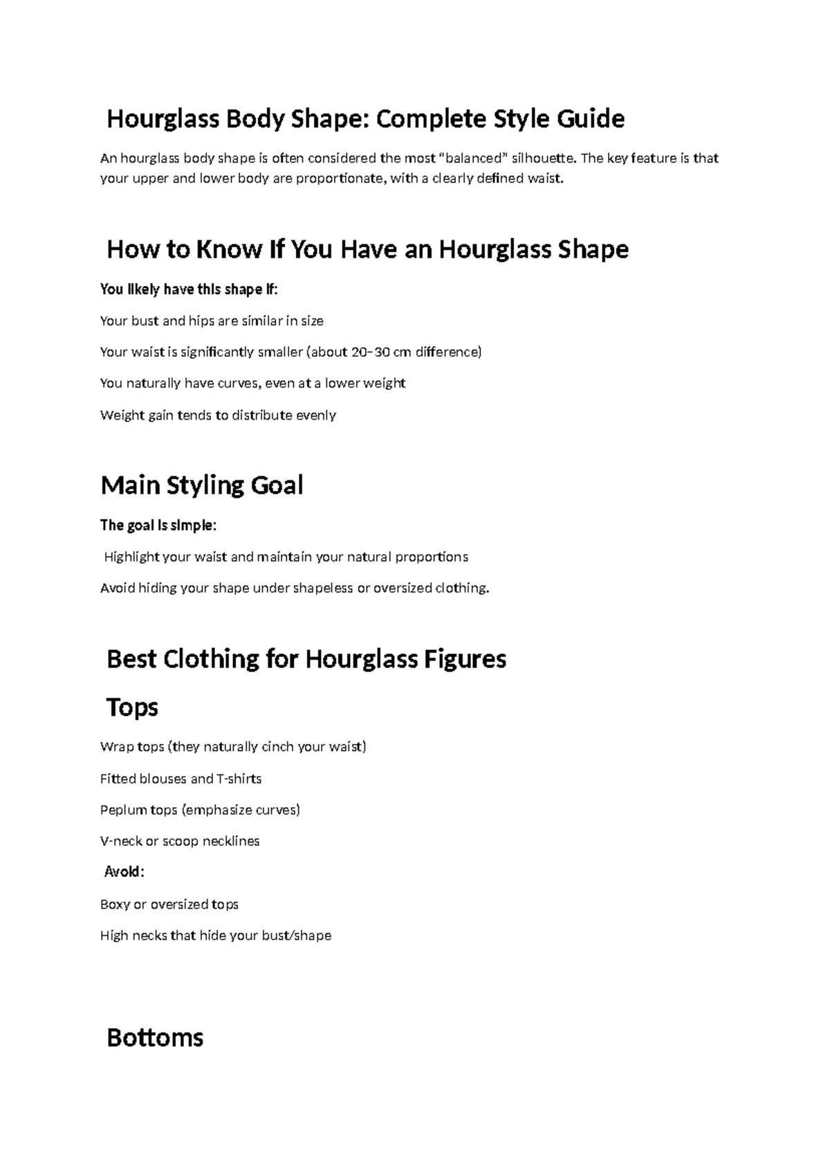 Hourglass Body Shape: Complete Style Guide for Styling - Studocu