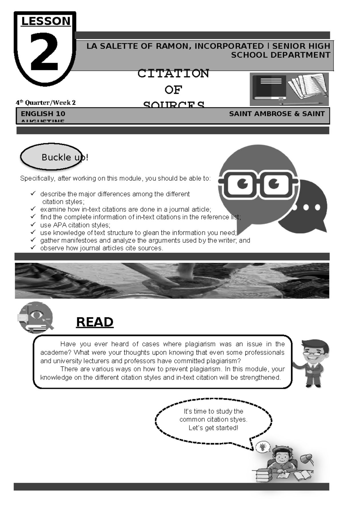 Lesson 2: Citation Styles and Plagiarism Prevention in English 10 - Studocu