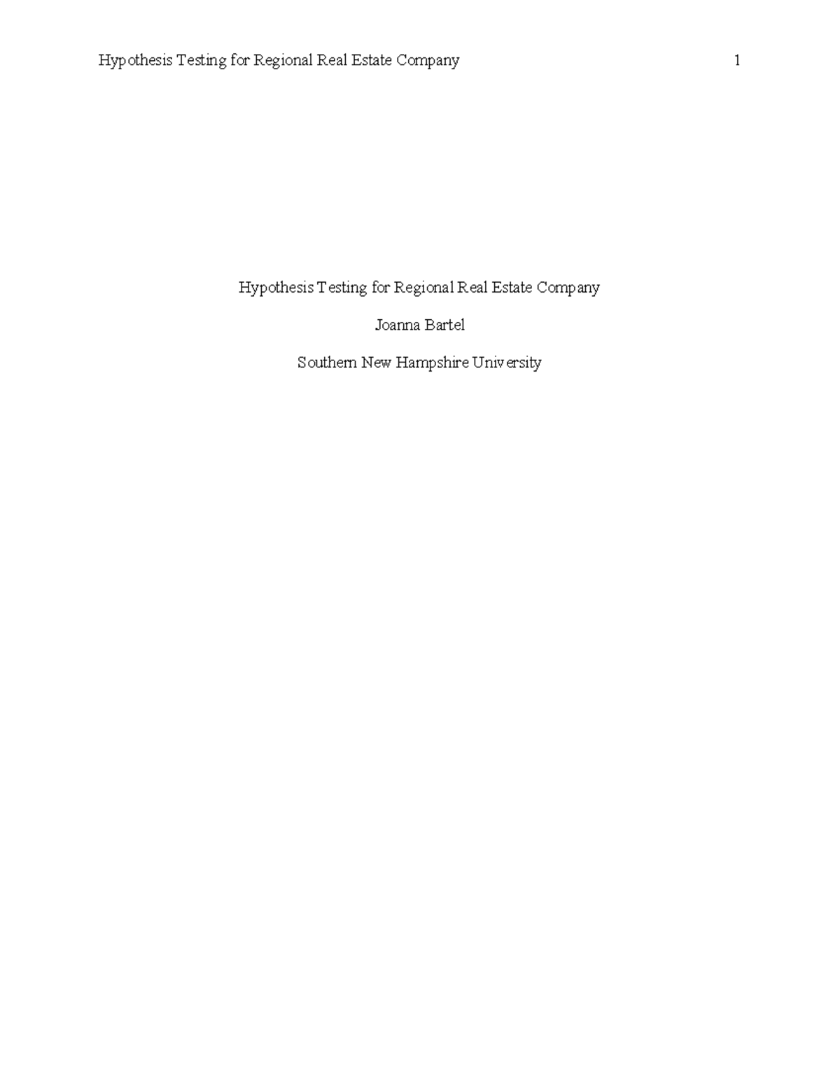 Hypothesis Testing Analysis for Real Estate (Course Code: Week 5) - Studocu