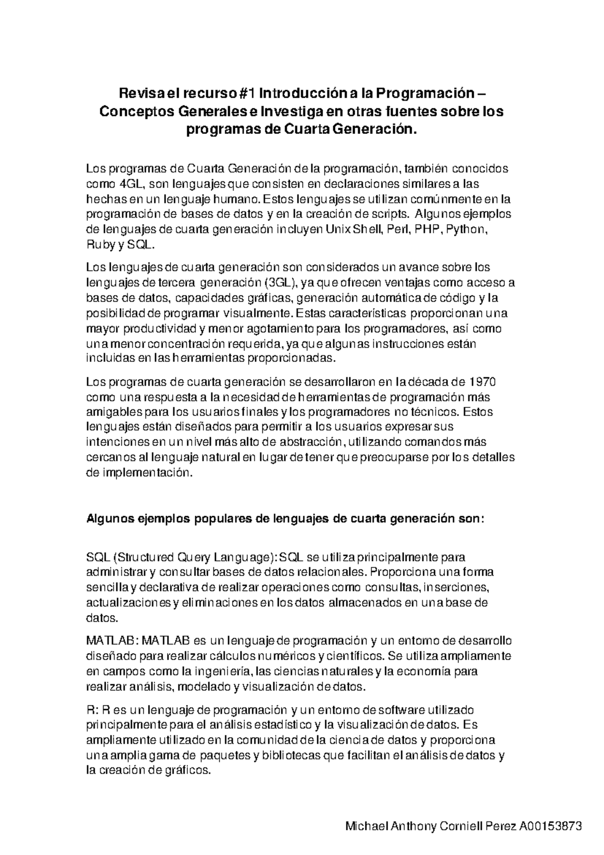 Programación 4GL: Aspectos Clave y Ejemplos Útiles - Studocu