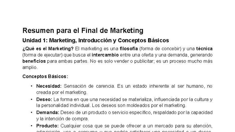 Resumen Final de Marketing - Unidad 1: Introducción y Conceptos Clave ...