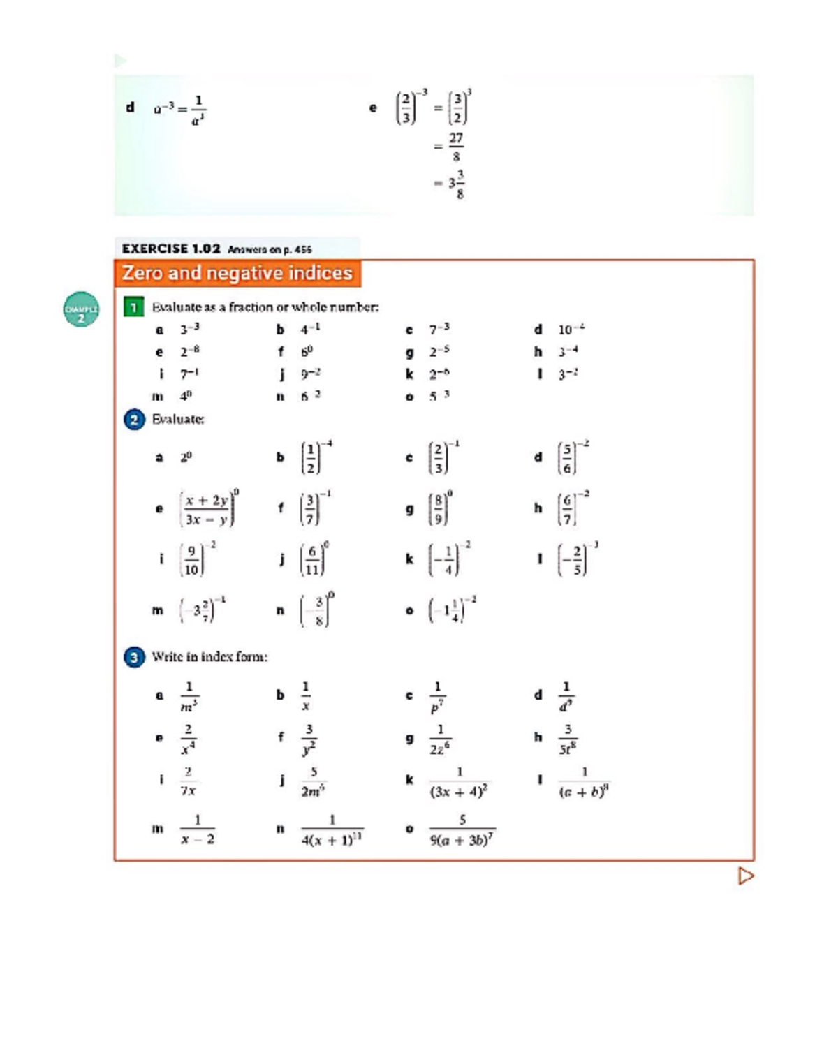 Math Advanced: Exercise 1.02 - Zero and Negative Indices Solutions ...