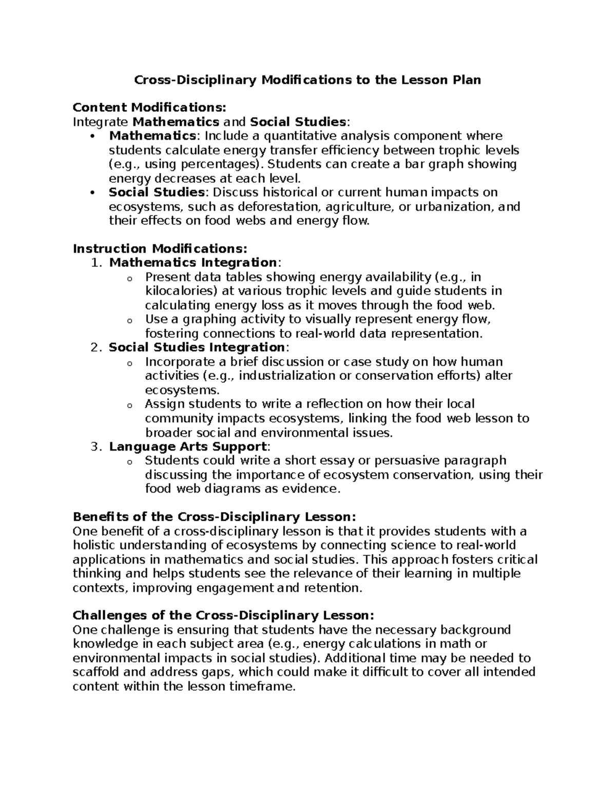 DGM3 task 2 part B - lesson plans part B - Cross-Disciplinary ...