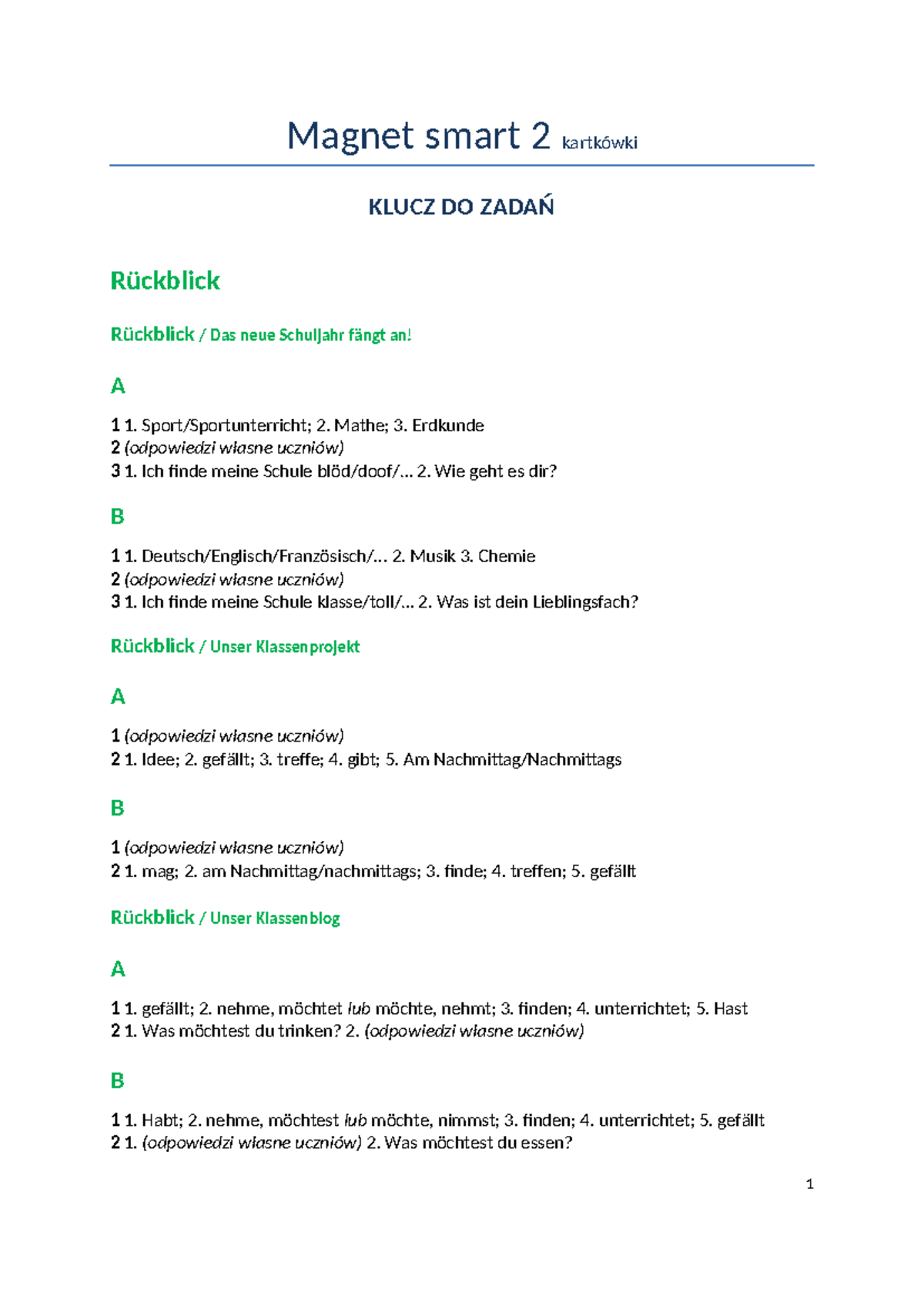 Sprawdzian Z Niemieckiego Magnet 2 www.studocu.com