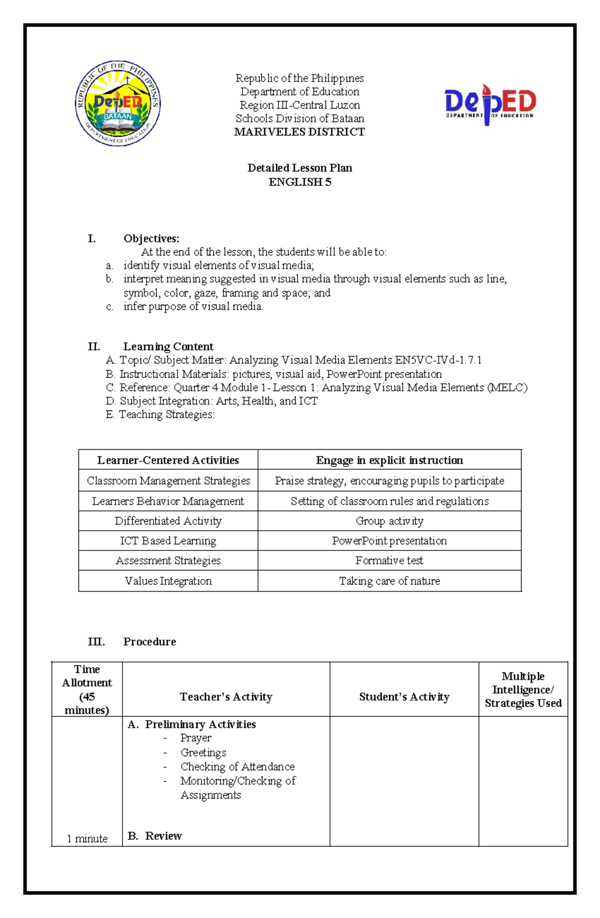 DLP in English 5 Ranking - Republic of the Philippines Department of ...