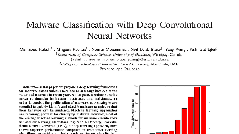 Deep Learning for Malware Classification: A CNN Approach (CS 101) - Studocu