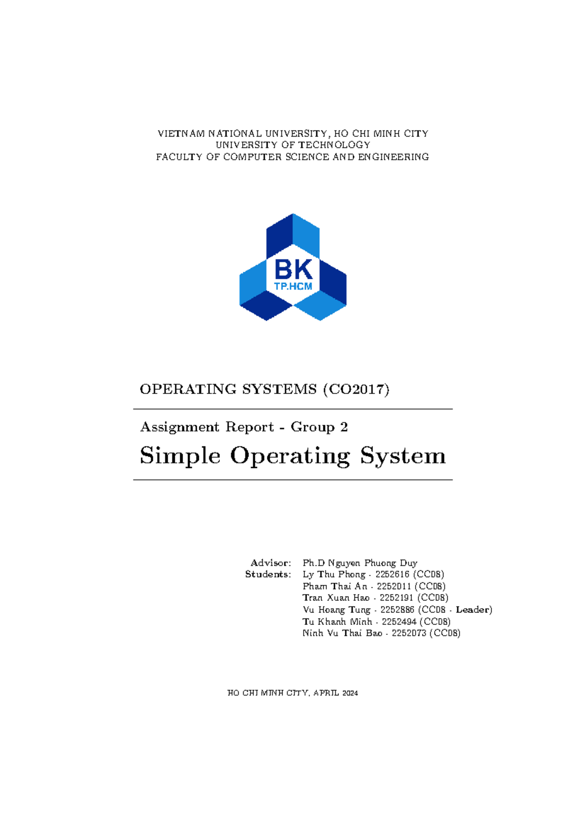 Operating Systems Assignment Report (CO2017) - Group 2 - Studocu